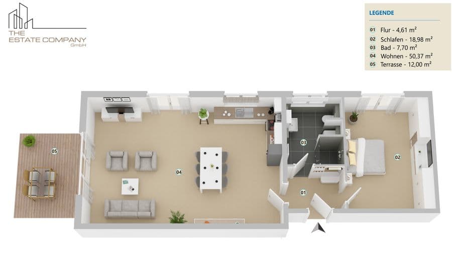 Exklusive Erdgeschosswohnung mit großzügiger Terrasse und Garten