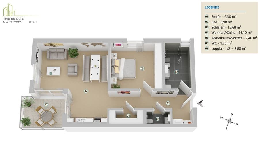 Moderne 2-Zimmer-Wohnung mit Loggia & hochwertiger Ausstattung, Dorstadt