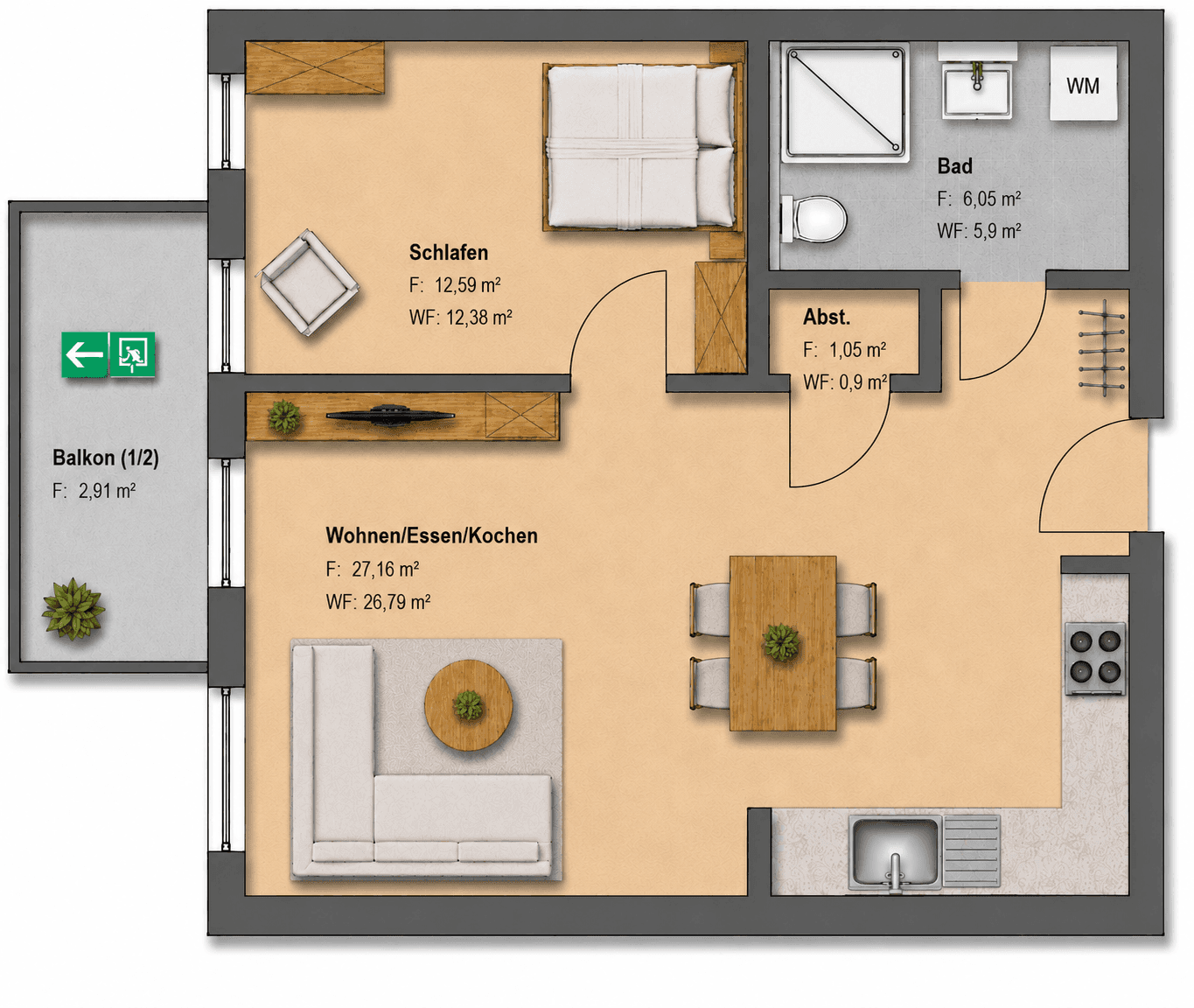 Ein Platz über den Dächern – Exklusive 2-Zimmer-Wohnung mit Balkon, Außenansicht