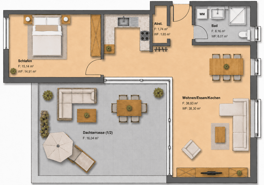 Exklusiver Wohnkomfort mit Dachterrasse – Großzügige 2-Zimmer-Wohnung, Salzgitter