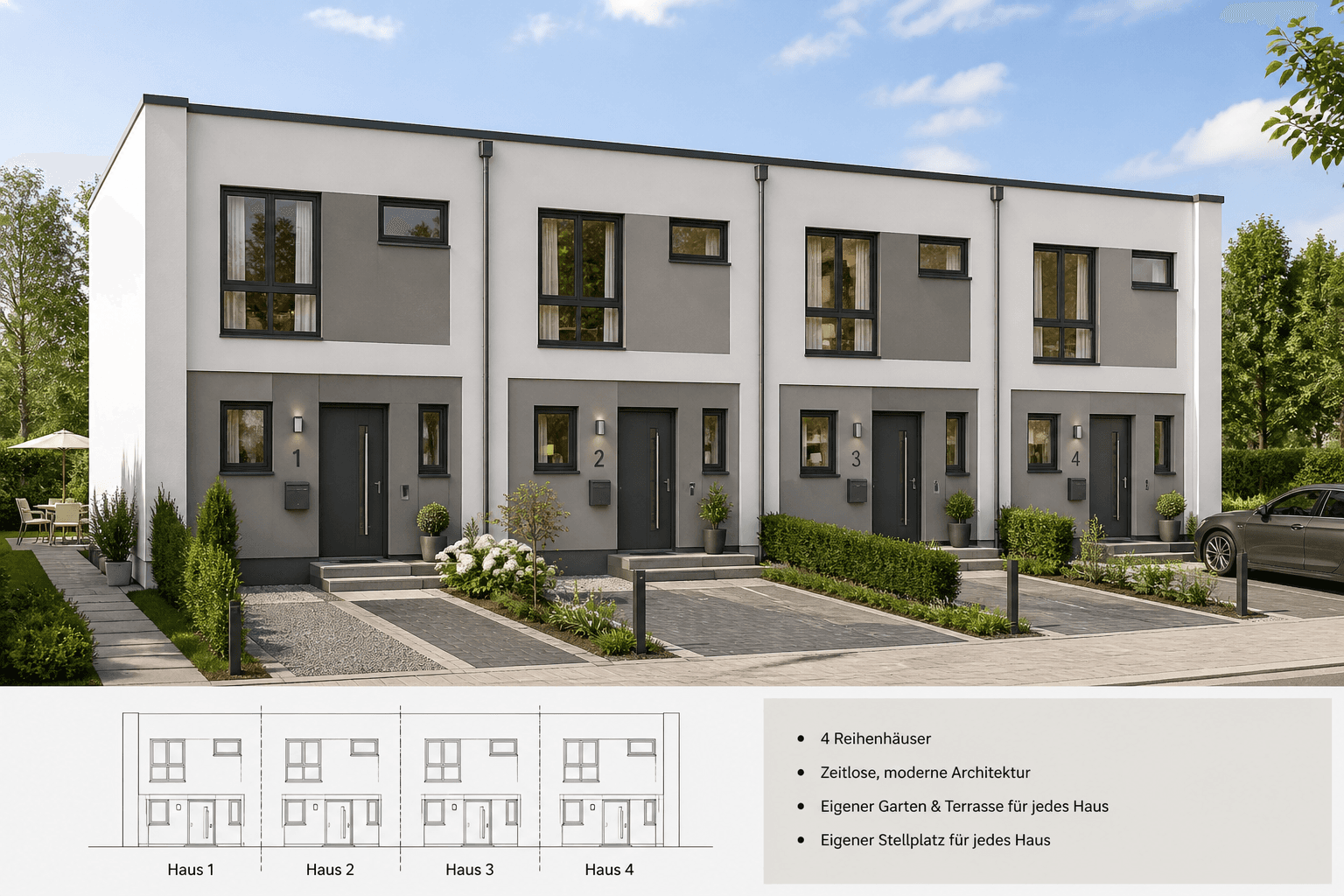 Attraktives Baugrundstück – für ein modernes Reihenhaus, Außenansicht