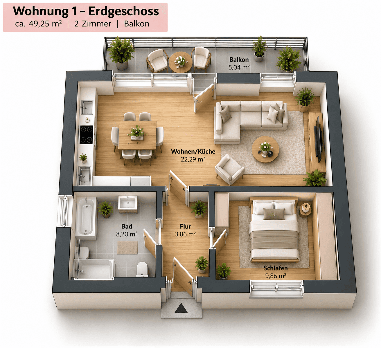 Tradition trifft Moderne: Hochwertige Eigentumswohnung mit Balkon, Bild 2